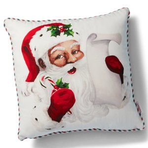 Storehouse List Santa Pillow Decorative Christmas Striped White Red Holiday Zip